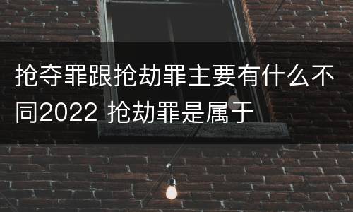 抢夺罪跟抢劫罪主要有什么不同2022 抢劫罪是属于