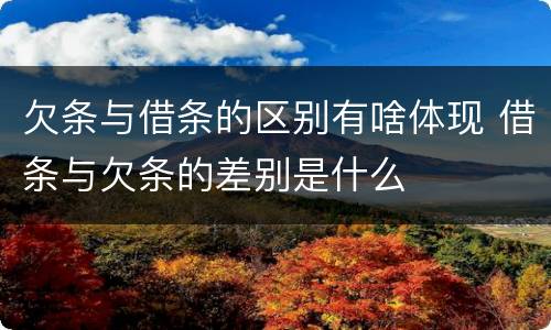 欠条与借条的区别有啥体现 借条与欠条的差别是什么