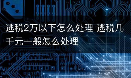逃税2万以下怎么处理 逃税几千元一般怎么处理
