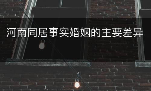 河南同居事实婚姻的主要差异