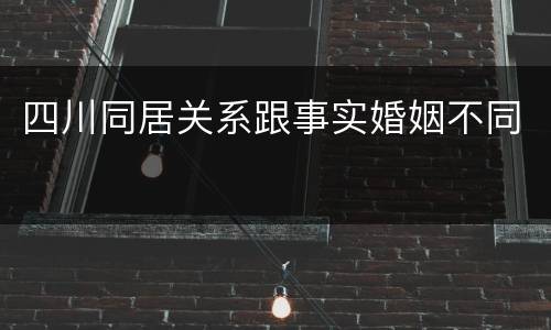 四川同居关系跟事实婚姻不同