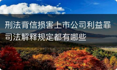 刑法背信损害上市公司利益罪司法解释规定都有哪些