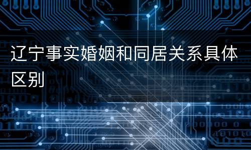 辽宁事实婚姻和同居关系具体区别