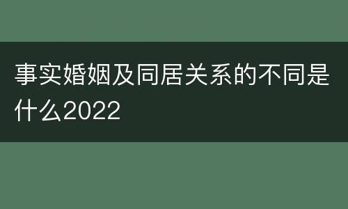 事实婚姻及同居关系的不同是什么2022