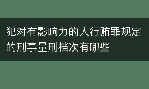 犯对有影响力的人行贿罪规定的刑事量刑档次有哪些