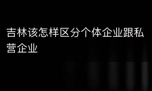 吉林该怎样区分个体企业跟私营企业