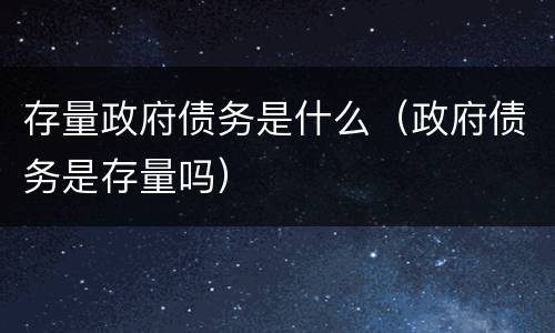 存量政府债务是什么（政府债务是存量吗）