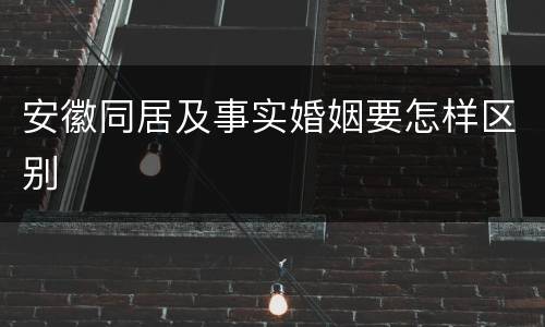 安徽同居及事实婚姻要怎样区别