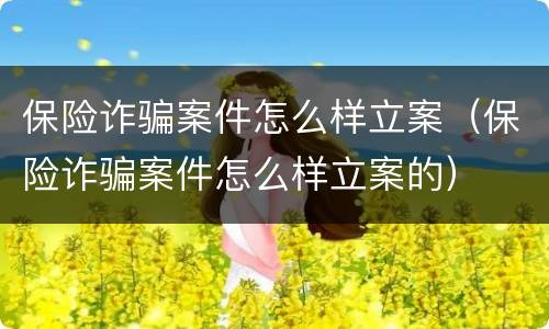 保险诈骗案件怎么样立案（保险诈骗案件怎么样立案的）