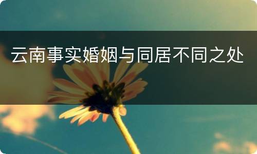 云南事实婚姻与同居不同之处