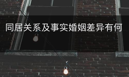 同居关系及事实婚姻差异有何