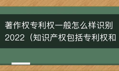 著作权专利权一般怎么样识别2022（知识产权包括专利权和著作权吗）