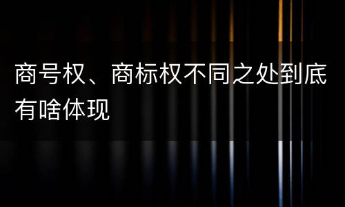 商号权、商标权不同之处到底有啥体现