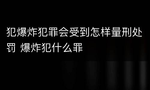 犯爆炸犯罪会受到怎样量刑处罚 爆炸犯什么罪