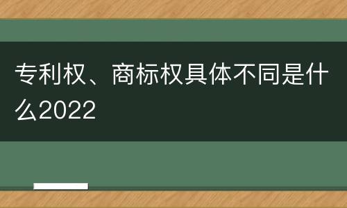 专利权、商标权具体不同是什么2022