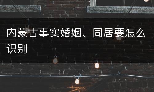 内蒙古事实婚姻、同居要怎么识别