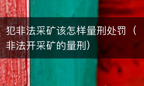 犯非法采矿该怎样量刑处罚（非法开采矿的量刑）
