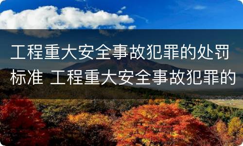 工程重大安全事故犯罪的处罚标准 工程重大安全事故犯罪的处罚标准是多少