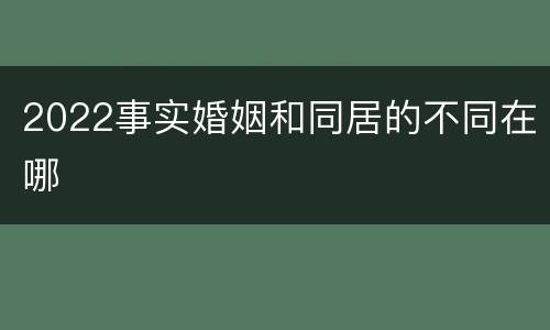 2022事实婚姻和同居的不同在哪
