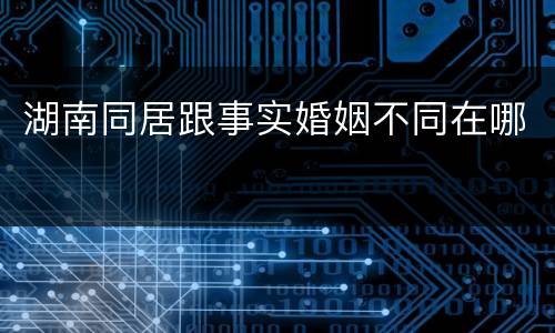 湖南同居跟事实婚姻不同在哪