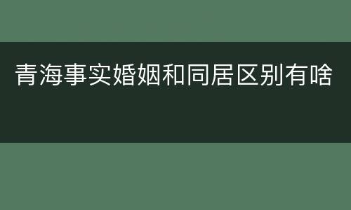 青海事实婚姻和同居区别有啥