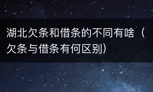 湖北欠条和借条的不同有啥（欠条与借条有何区别）