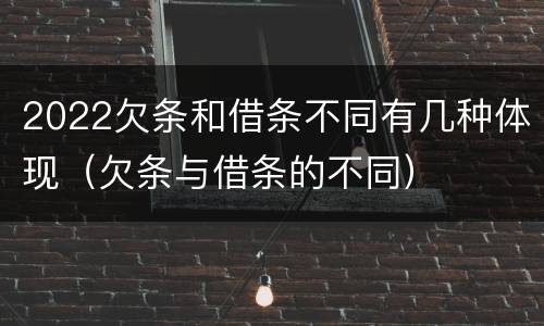 2022欠条和借条不同有几种体现（欠条与借条的不同）