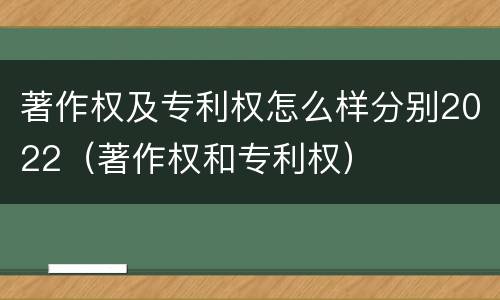 著作权及专利权怎么样分别2022（著作权和专利权）
