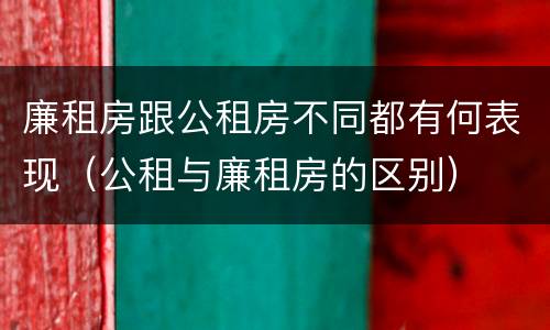 廉租房跟公租房不同都有何表现（公租与廉租房的区别）