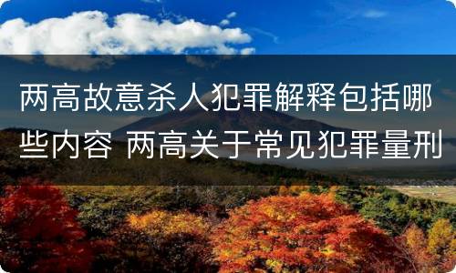 两高故意杀人犯罪解释包括哪些内容 两高关于常见犯罪量刑