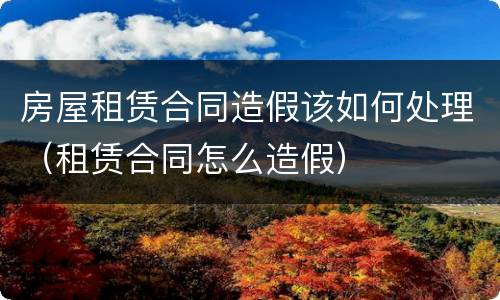 房屋租赁合同造假该如何处理（租赁合同怎么造假）