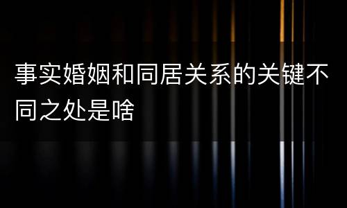 事实婚姻和同居关系的关键不同之处是啥