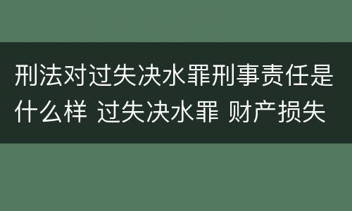 刑法对过失决水罪刑事责任是什么样 过失决水罪 财产损失标准