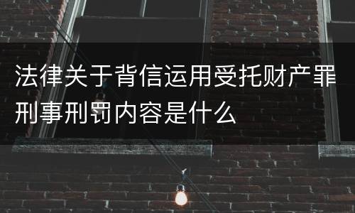 法律关于背信运用受托财产罪刑事刑罚内容是什么
