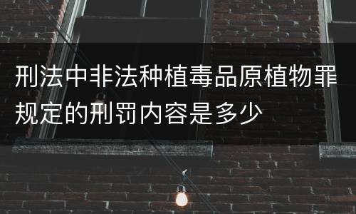 刑法中非法种植毒品原植物罪规定的刑罚内容是多少