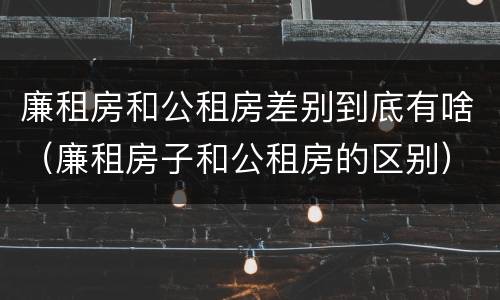 廉租房和公租房差别到底有啥（廉租房子和公租房的区别）