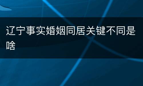 辽宁事实婚姻同居关键不同是啥