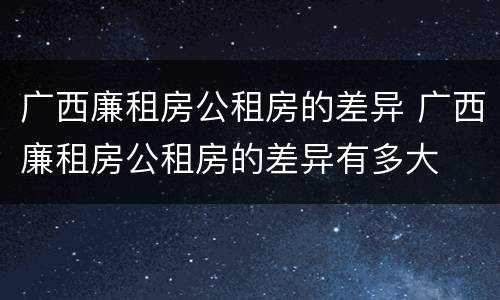 广西廉租房公租房的差异 广西廉租房公租房的差异有多大