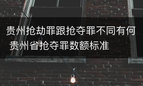 贵州抢劫罪跟抢夺罪不同有何 贵州省抢夺罪数额标准