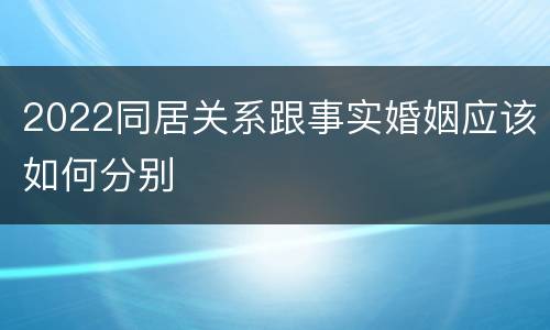 2022同居关系跟事实婚姻应该如何分别
