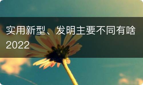实用新型、发明主要不同有啥2022