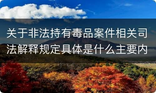 关于非法持有毒品案件相关司法解释规定具体是什么主要内容