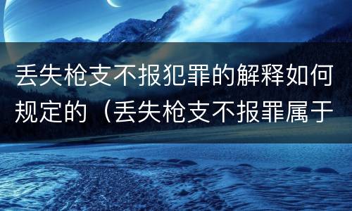 丢失枪支不报犯罪的解释如何规定的（丢失枪支不报罪属于）
