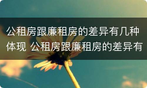 公租房跟廉租房的差异有几种体现 公租房跟廉租房的差异有几种体现形式