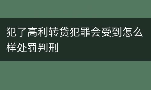 犯了高利转贷犯罪会受到怎么样处罚判刑