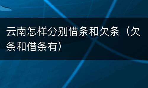 云南怎样分别借条和欠条（欠条和借条有）