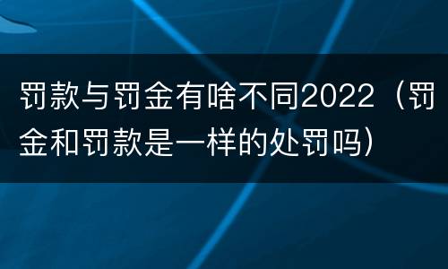 罚款与罚金有啥不同2022（罚金和罚款是一样的处罚吗）
