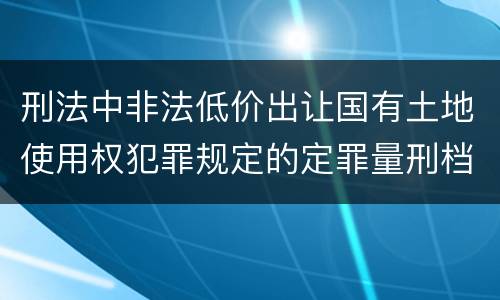 刑法中非法低价出让国有土地使用权犯罪规定的定罪量刑档次是什么