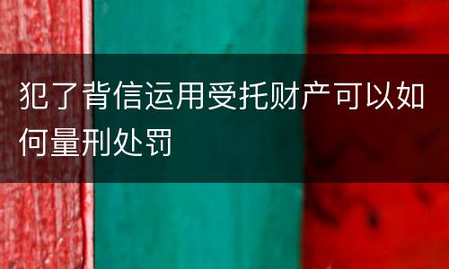 犯了背信运用受托财产可以如何量刑处罚