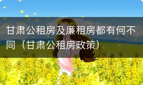 甘肃公租房及廉租房都有何不同（甘肃公租房政策）
